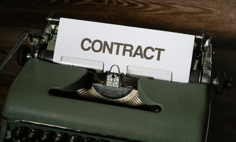 a close up of a typewriter with a sign that reads contact