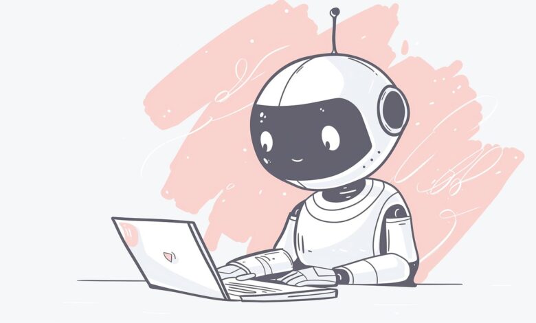 ai generated, robot, laptop, write, office, workplace, to learn, technology, future, computer science, chatbot, chatbot, chatbot, chatbot, chatbot, chatbot
