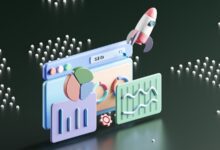 a computer screen with a rocket on top of it