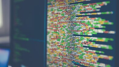 colorful software or web code on a computer monitor